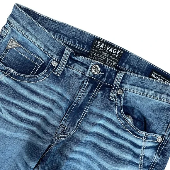 Salvage Supply Co Mens Mayhem Root Regular Fit Jeans Blue Denim Size 33 (34x29) - Picture 6 of 9